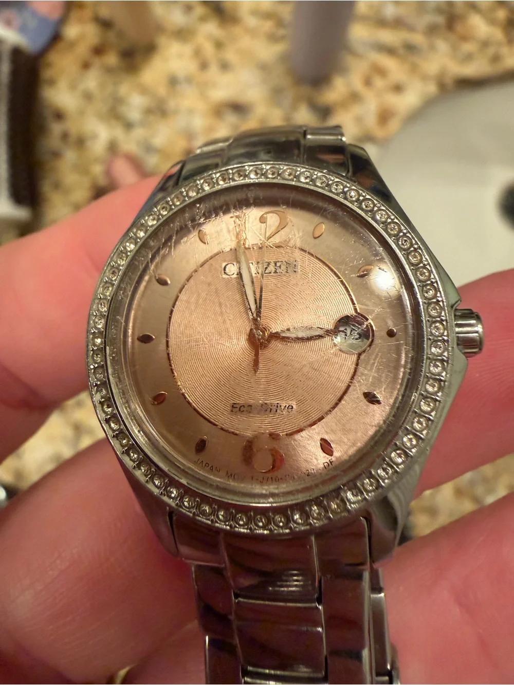 Citizen Silver Bracelet Watch with Rose Gold Dial